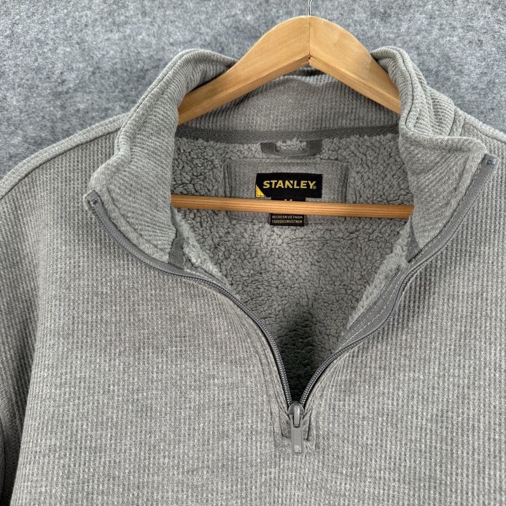 Stanley Sweatshirt Mens M Gray Sherpa Lined Quarter Zip Pullover Outdoors Casual - Picture 8 of 14